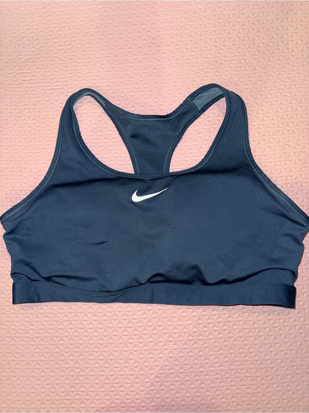 Nike Navy Blue Racerback Sports Bra with White Swoosh